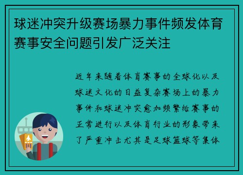 球迷冲突升级赛场暴力事件频发体育赛事安全问题引发广泛关注